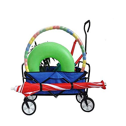 Carrito Plegable de Jardín, Carro de Camping, Carretilla de Compras Plegable con Bolsa Lateral y Bolsa de Almacenamiento, Azul miniatura 5