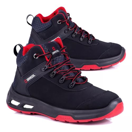 Tenis Bota Botina Trabalho Segurança Epi Bracol Detroit Pro (Moderno, PRETO/VERMELHO, BR, Adulto, Nu