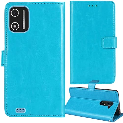 Tnviud Stand Retro Flip Leather Case Protector Bumper For XGODY X32 2025 5.5" Protection Phone Cover Skin Folio Wallet Magnetic (Blue)