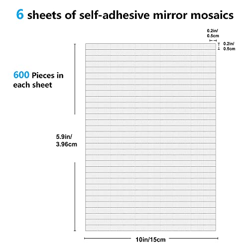 Self-Adhesive Real Glass Craft Mini Square Mirrors Mosaic Tiles(5 X 5Mm,6 Sheet,3600Pcs) #TOP1
