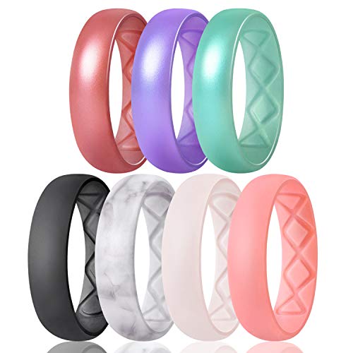 Egnaro Inner Arc Ergonomic Breathable Design, Silicone Wedding Ring for Women, Women's Silicone Wedding Band