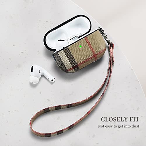 Luxury Leather Case For Airpods Pro(1St & 2Nd Generation), Fashion Pu Shockproof Anti-Slip Protective Cover Accessories Set For Airpods Pro Case With Con Wrist Strap, And Keychain #TOP3