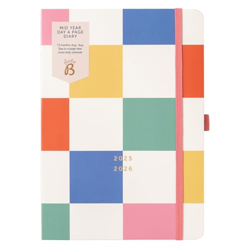 Busy B A5 Day- A-Page Diary, Mid-Year Academic Planner, Aug '25, Aug '26, Multicoloured Journal Cover