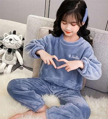 GEIFA® Girls & boys Fleece Winter Set –Hooded Sweatshirt & Pants OutfitPack of 1 (Plus Size, SKY BLUE, 7-8 Years) 2