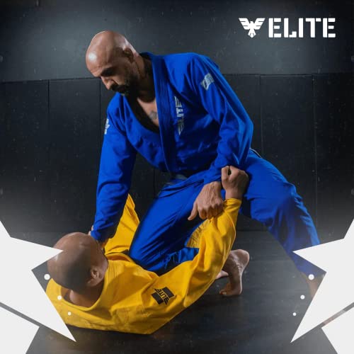 Elite Sports Bjj Gi For Men - Brazilian Jiu Jitsu Gi - Ibjjf Tournament Kimono - Lightweight Preshrunk Sweat Wicking Fabric - Machine Washable - Free White Belt - Advanced Sizing Chart - Blue - Size 4 #TOP6