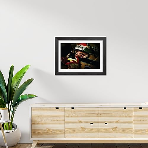 Image of TenorArts Ayrton Senna Poster F1 Driver Posters Formula One Photo Frame Painting with Matt Finish Black Texture (12 inches x 9inches)