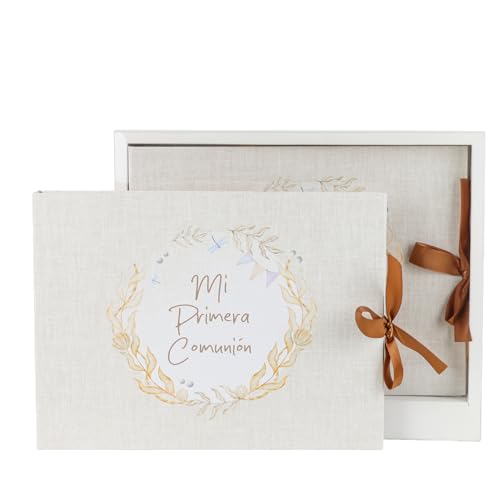 Livro de assinaturas comunhão menino ou menina, livro de recordações fotos comunhão, arco flores, capa dura, detalhes comunhão, presente primeira comunhão, lembranças comunhão, presentes (arco flores