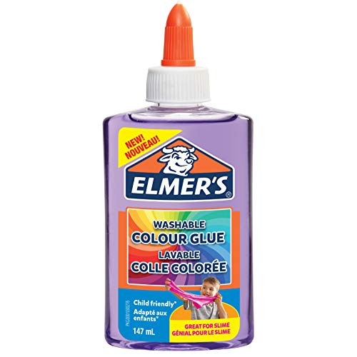 Elmer's Doorschijnende kleur PVA Lijm | Paars | 147 ml | Wasbaar | Geweldig om slijm te maken | 1 Count