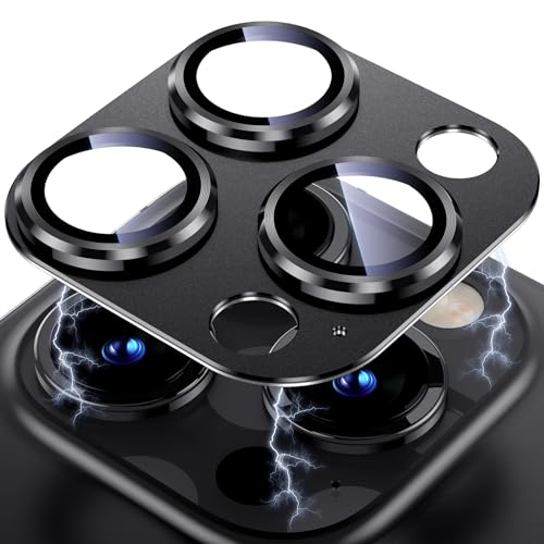 Uyiton for iPhone 13 Pro/iPhone 13 Pro Max Camera Lens Protector, [Strong Adsorption] [Drop Protection] Metal Ring Tempered Glass Rear Camera Screen Cover - Graphite