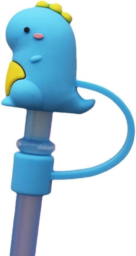 Cute Dinosaur Straw Cap, 10mm, Cute Silicone Straw Covers Cap for Stanley Cup, Dust-Proof Drinking Reusable Tips Lids Drinking Straw Dispensers (HD527)