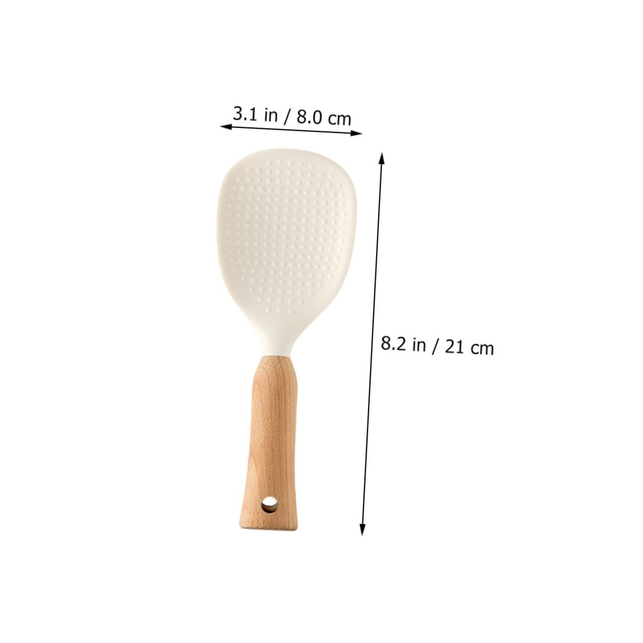 SOLUSTRE Silicone Rice Paddle with Wooden Handle Rice Spoon for Use Non Slip Grip Heat Resistant for Serving Rice and Mashed Potatoes