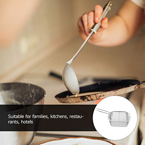 Cabilock Cesto de fritura profunda de aço inoxidável com alça para fritar cozinha, macarrão, espague