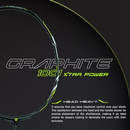 Apacs Graphite 1001 Xtra Power (36LBS, Power Frame with 100% Japanese Graphite) Badminton Racket with Full Cover (Black Green) 2 41XPpT1PRXL