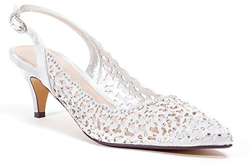 Lady Couture Women's Dressy 2 1/2 INCH Heel Shoes Jewel Silver 40