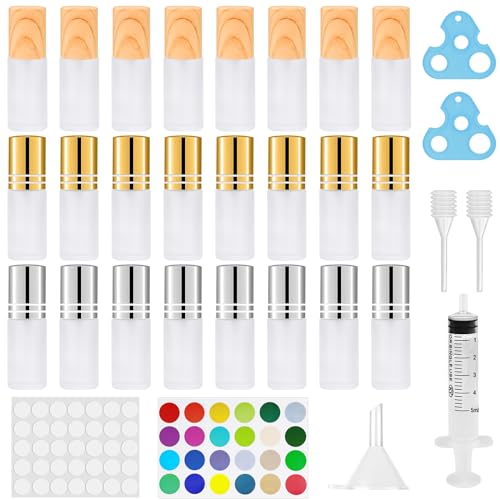 Bohoray 24pcs Roll On Aceites Esenciales, Botellas Roll On Cristal con Bolas de Acero Inoxidable, 5ml Rellenable Perfume Roll On, Botellas de Aceite Esencial para Masajes, Mezclas de Aromaterapia
