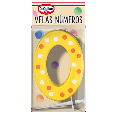 DR. OETKER Velas Número 0, Vela de Cumpleaños Para Personalizar Tartas, Cupcakes o Bizcochos - Pack de 1 Vela con Número 4 en Colores Rojo, Azul, Verde o Amarillo