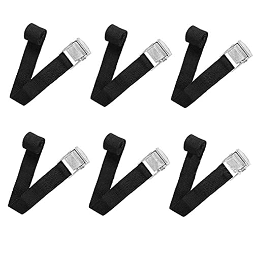Correa de Amarre cinturón de Amarre con Hebilla Cinchas de Sujeción de Carga Cinta Trincaje Profesional Cintas Tensoras Correas Trinquete Hebilla Resistente a 150 kg , 6 Piezas 2 cm x 40 cm(Negro) Cover