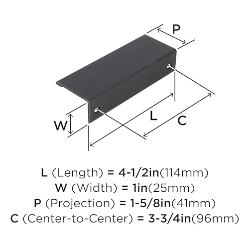 Image of Amerock Edge Pulls 3-3 /4 inch (96mm) Center-to-Center Oil-Rubbed Bronze Cabinet Edge Pull - 10 Pack
