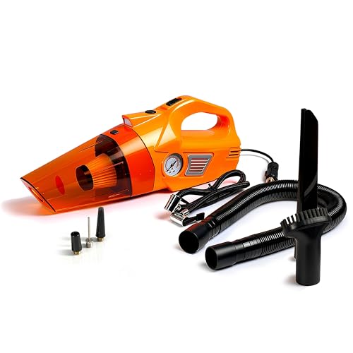 Image of myTVS air Dual Pro 2 in 1 Tyre Inflator & Car Vacuum Cleaner for car 12V |100 PSI Air Pump for Car Tire| 100W High Power Suction for Wet & Dry Cleaning| LED Light, Long Wire 1+1 Year Warranty - TI-8