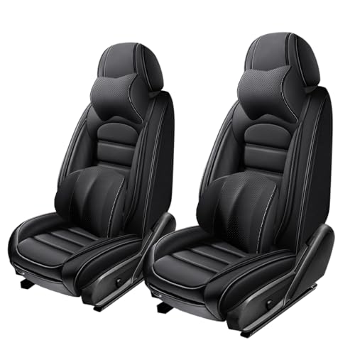 Image of 2 Seat Covers for Hyundai Santa Fe XL 2001-2024,Premium Nappa Leather Car Seat Covers Car Seat Cushions,Waterproof Soft Seat Covers for Cars,Interior Accessories with Airbag(Luxury-Black)