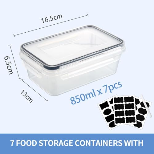 Goldeluxe 7 x 840ml Frischhaltedosen mit Deckel, BPA-frei, luftdicht & stapelbar, Gefrierdosen und Meal Prep Boxen für Essen Box, Gefrierbehälter & Küche 2
