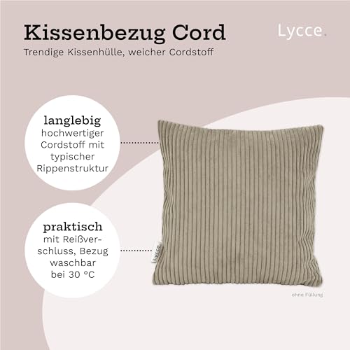 Lycce Kissenbezug, Kissenhülle für Dekokissen 2er Set Cordstoff Taupe (40 x 40 cm), dekorative Zierkissen & -hüllen, Cord Kissen vielseitig einsetzbar für Dein Zuhause – Bild 3