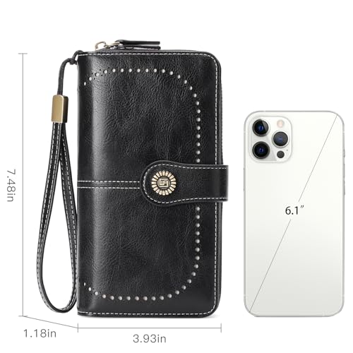 Image of RNIEGA Womens Wallet Leather Billfold RFID Blocking Credit Card Holder Wristlet Wallets for Women Ladies Purses with Zipper Coin Pocket