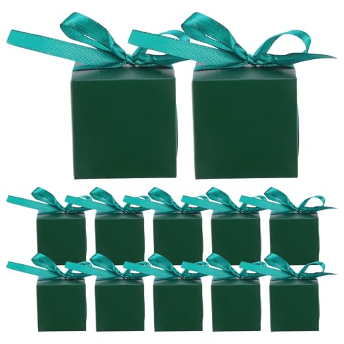 Boîtes à dragées mariage kraft vert, lot de 50 contenants de 5cm avec ruban