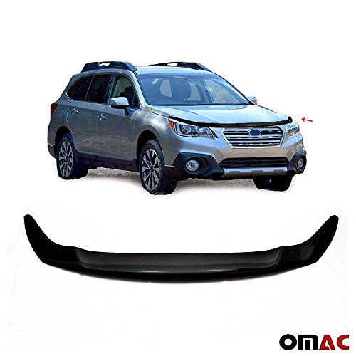Omac Front Bug Deflector For Subaru Outback 2015 To 2019, Hood Protector, All Weather, Black #TOP2