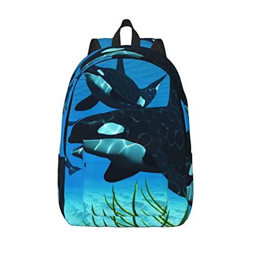 Sac à dos informatique Kiwi M avec motif baleines pour l'université et le voyage décontracté