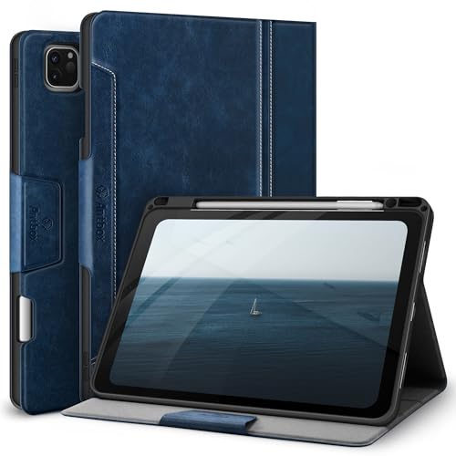 Étui pour iPad Pro 11 pouces en cuir PU bleu Antbox avec rabat magnétique de haute qualité