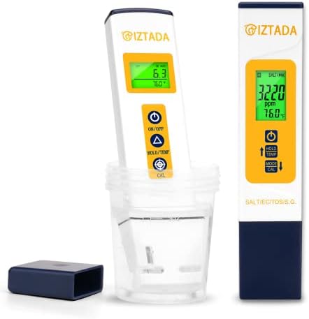 CZ-217 6-in-1 pH, Salinity, SG, EC, TDS, Temp Meter for Saltwater Pool, Aquarium, Hydroponics