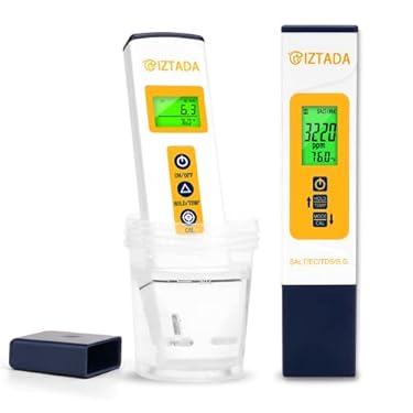 AMAZON - CIZTADA pH Meter and Salinity Meter Combo for Saltwater Pool 6 in 1 pH Salt SG EC TDS Temp Meter for Reef Aquarium Seawater Tank Koi Fish Pond PPM and pH Water Tester for Hydroponics Nutrients Growing