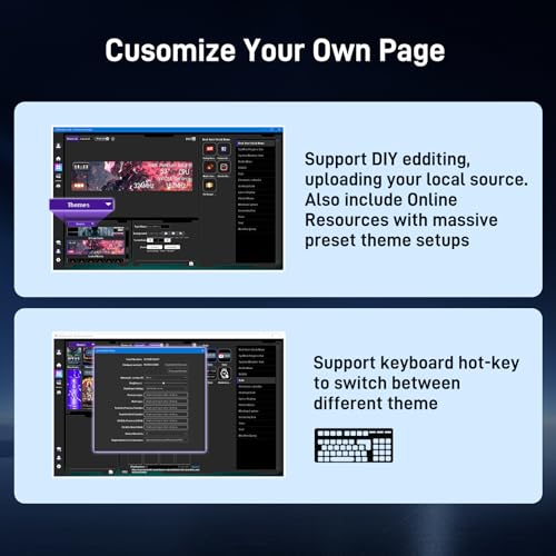 Image of 9.2 inch IPS Computer Secondary Screen for PC Case, 1920x462 USB Mini Monitor with Sensor Panel, Real-Time CPU /GPU /RAM Temperature Display, Support Dynamic Theme & Customizable for Gaming PC