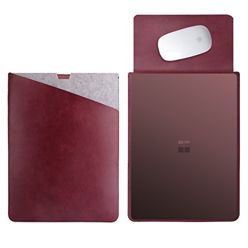 WALNEW - Funda-bolsa protectora suave y elegante con interior seguro y alfombrilla de ratón exterior para el Microsoft Surface Book de 13,5 pulg. - 27,94 cm. C-Wine Red 13.5'' Surface Laptop