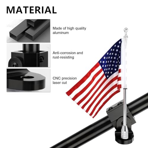 Image of PSLER Pro Fit Cage Light Mount Whip UTV Flag Whip Light Mount for Ranger General Defender Commander 2021-up Maverick Trail Sport with Pro Fit Roll Cages Adjustable Heavy-Duty 2PC