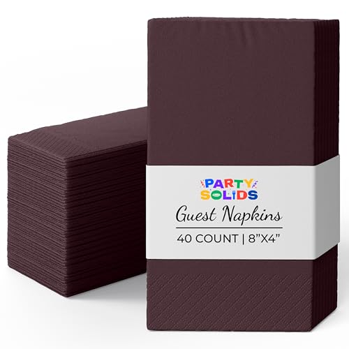 Party Solids Brown Dinner Napkins Disposable 8 x 4 Folded - 40 Pcs 2 Ply Brown Napkins Disposable Paper Guest Towels for Bathrooms Dinners Everyday Parties & Party Supplies