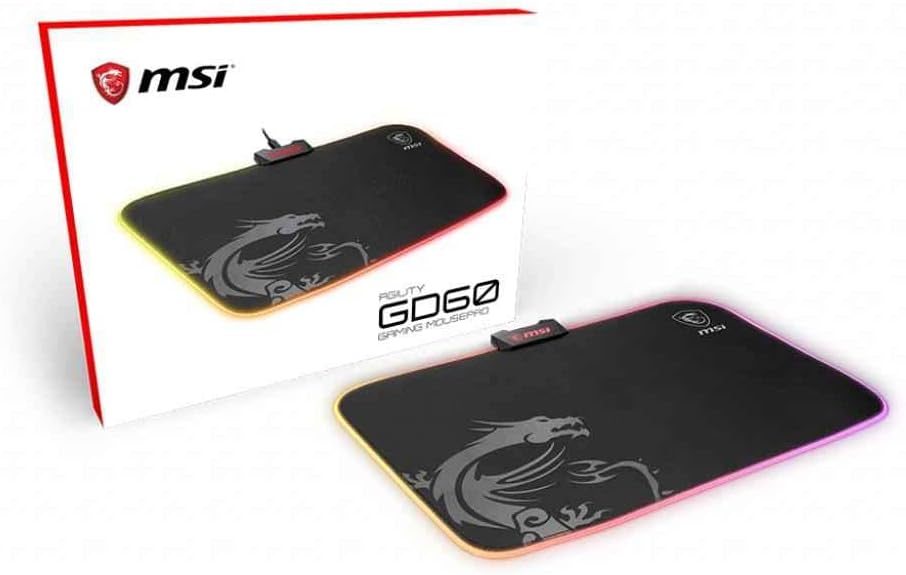 MSIAgility Gd60 - Rgb Gaming Mauspad, Reibungsarme Textiloberfläche, Weiche Gesäumte Kanten, Rutschfeste Unterlage 386 X 276 4 Mm