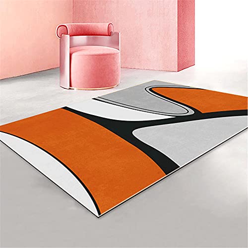 Kunsen Anti Glisse pour Tapis Tapis Ados Le Tapis du Salon est Gris et Orange, Confortable, Durable et Facile d'entretien ado Fille Le Tapis du Salon 200X280CM 6ft 6.7' X9ft 2.2'