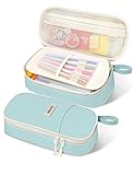SUNEE Cute Pencil Case, Aesthetic Pen Pouch, Colored Large Pencil Bag with Zipper, Kawaii Stationery Storage and Organizer, School Supplies for Teen and Adult Girls, Mint Green