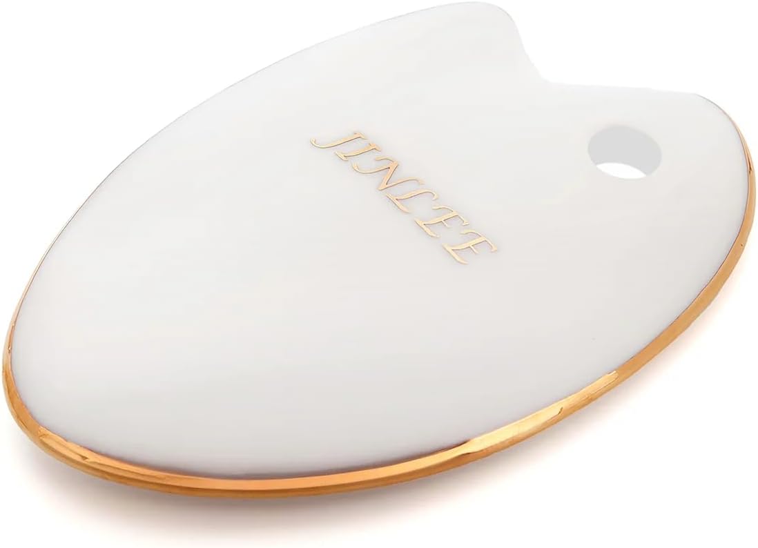 Gua Sha Facial Tool, Made with Premium Gold and Natural Ceramic Stone Face Massager for Jawline Sculpting, Puffiness & Lymphatic Drainage, Guasha Skin Care Tool for Women (Blue)