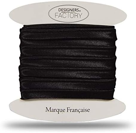designers-factory Satin Piping Trim for Sewing - Available in Several Colors - Ideal for Refined finishes, to be Placed Between 2 Fabrics or at The Edge of Your Creations. (by 5.46 Yards, Black)