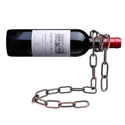 Gearific Porte-Bouteille de vin Flottant, Support à chaîne de Suspension créatif pour Bouteille de vin, Support de Bouteille de vin pour Bar et décoration de la...