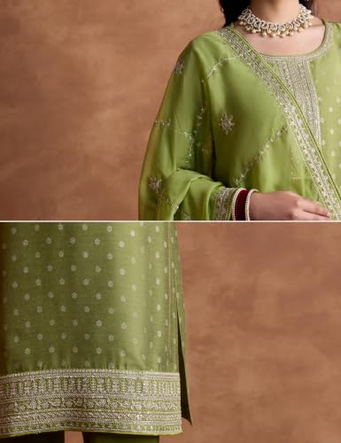 Image of Amazon Brand - Myx Women Embroidered Kurta Set with Designer Dupatta (Available in Plus Sizes)