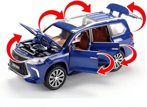 Image of New 1:24 LX570 Diecast Alloy Metal Pull Back Car with Openable Doors Music Sound and Light Vehicle Toy Car for Kids Boys