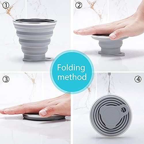 Collapsible Silicone Cup - 2/4 Pack Foldable Cup Folding Silicone Cups Collapsible Travel Mugs Reusable Portable Cup 270ml Set with Plastic Sealing Lid, for Outdoor Picnic Camping Hiking Travel