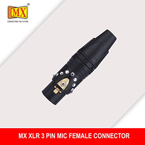Image of MX 3 Pin XLR connector Microphone Connector pin Pure Copper Nickel Plated Pins1 for High Conductivity microphone cable connector PERENT (3 PIN CRYSTAL DESIGN, Pack of 10, Female Connector)