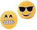 ML Pack de 2 Cojines Emoticonos Cojín Almohada Redonda Emoticon Peluche Bordado 35x35x5cm gruñon y Gafas
