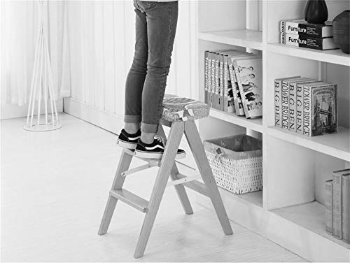 Taburete escalonado de madera maciza y silla plegable de cocina 7