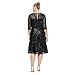 S.L. Fashions Women's Plus Size Sequin Fit and Flare Dress, Black lace, 14W